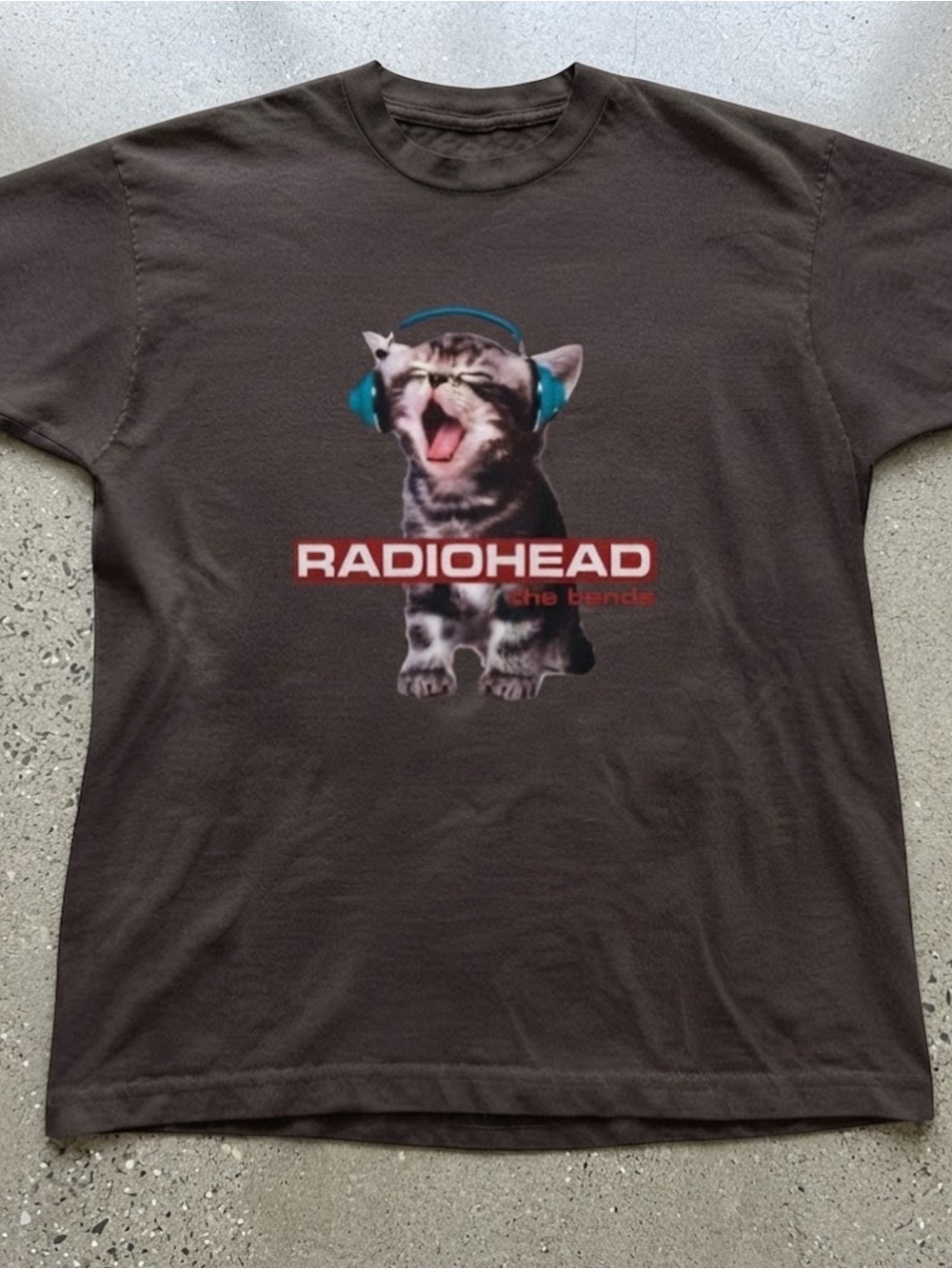 Radiohead Cat Graphic T-Shirt Unisex Brown Crewneck Gildan Cotton Tee